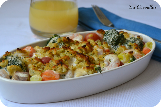 Salmon gratinado con verduras light ( bajo en calorias )