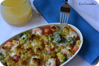 Salmon gratinado con verduras light ( bajo en calorias )