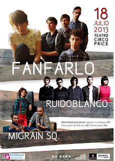 18 JULIO, CIRCO PRICE, MADRID CON FANFARLO, RUIDOBLANCO Y MIGRAIN SQ