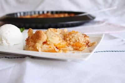 Receta Crumble de melocotón