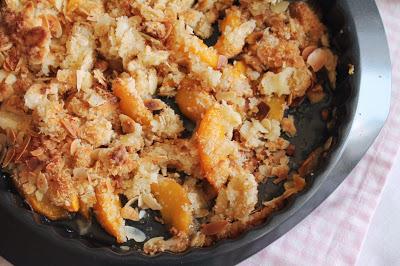 Receta Crumble de melocotón