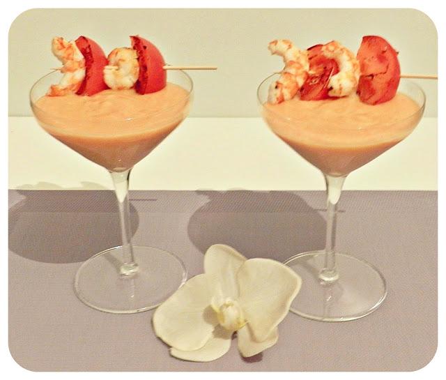 Crema fría de gambas y tomate