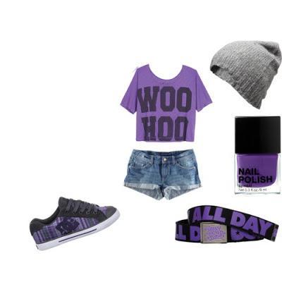 CONJUNTO DE VERANO (JUEGO DE ROPA COLOR MORADO CON GORRA DE LANA)