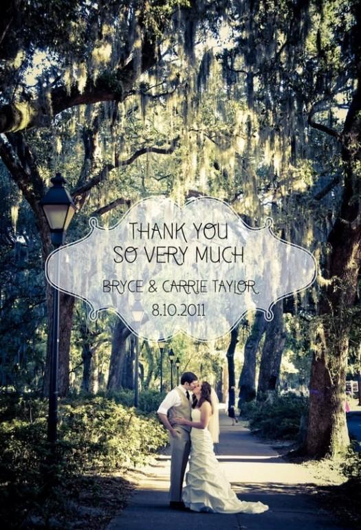 tarjeta de agradecimiento usando tu foto preferida del casamiento