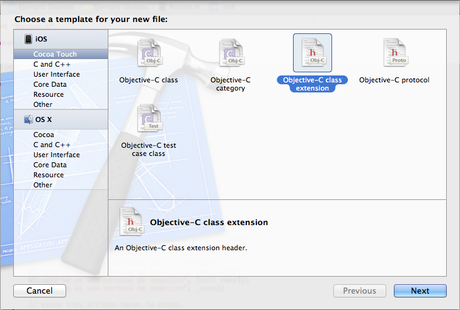 Nueva categoría en Xcode