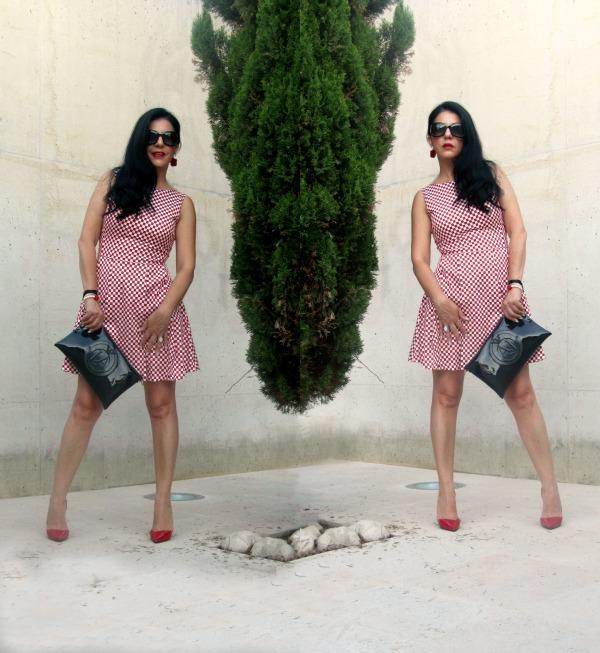 Vestido Damero rojo y blanco