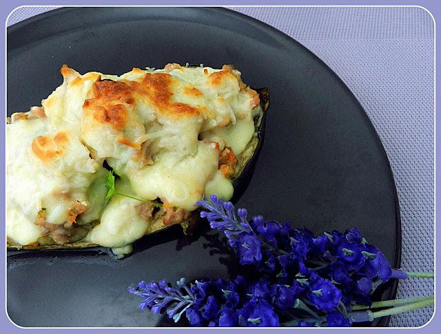 Berenjenas rellenas de pollo y verduritas