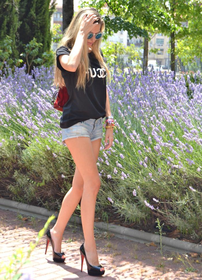 Denim shorts and Louboutin heels