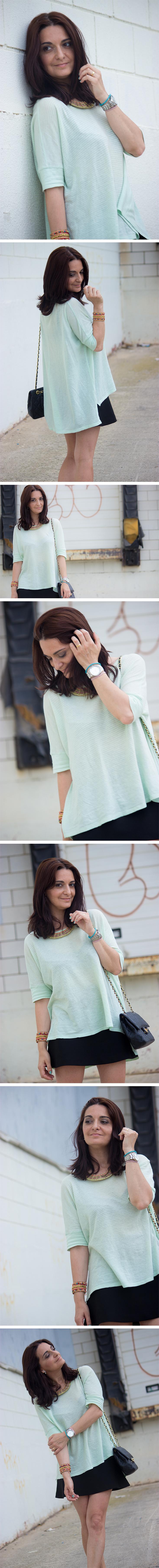 Falda básica + top menta