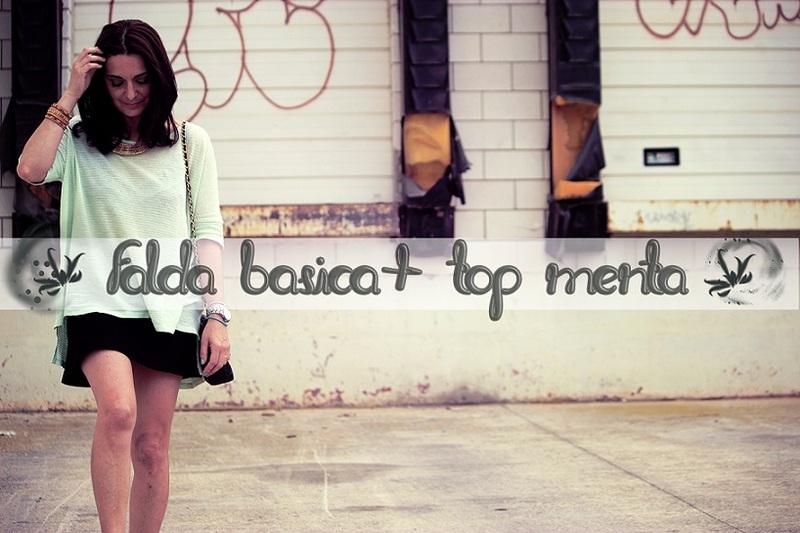 Falda básica + top menta