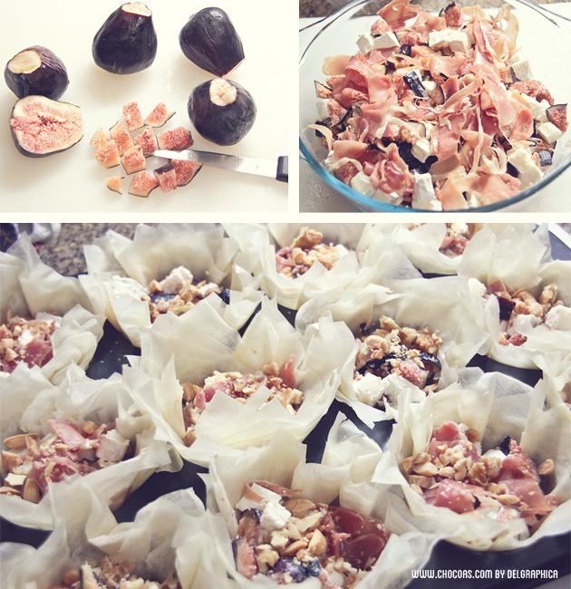 Relleno de higos para cesta de pasta filo