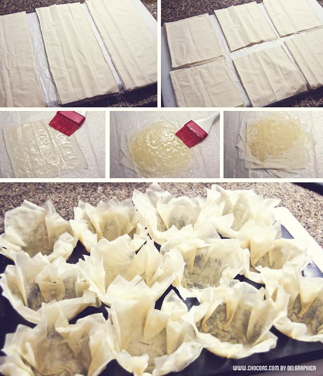 cesta de pasta filo - paso a paso