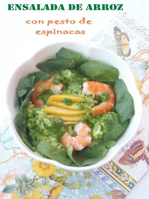 ENSALADA DE ARROZ CON PESTO DE ESPINACAS