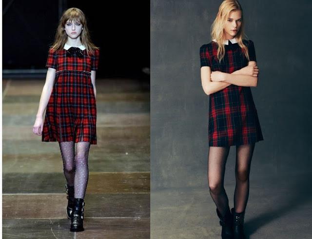 clones: Vestido tartan Saint Laurent Vs Primark