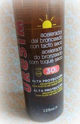 Spray acelerador de bronceado SPF 30 de URESIM