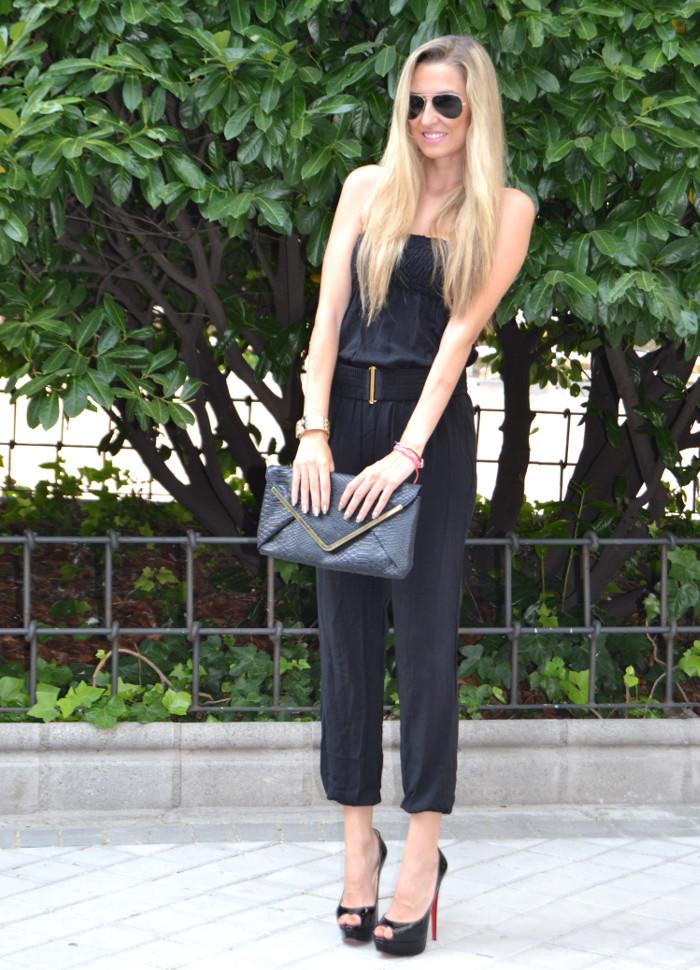 Black jumpsuit and gold