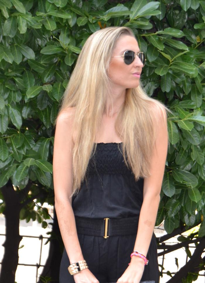 Black jumpsuit and gold