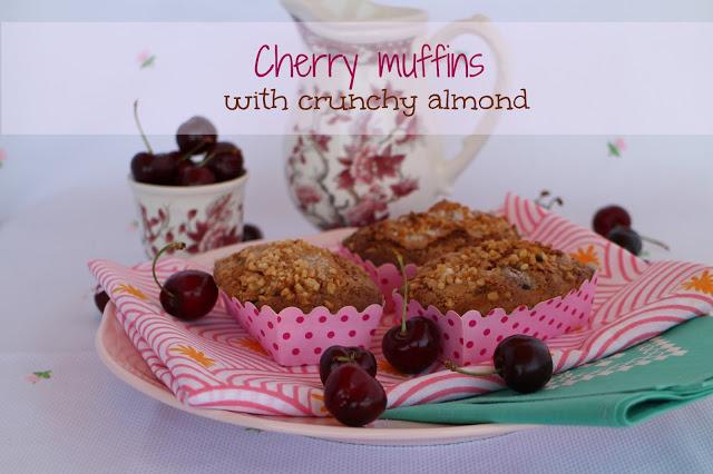 Cherry muffins with crunchy almond