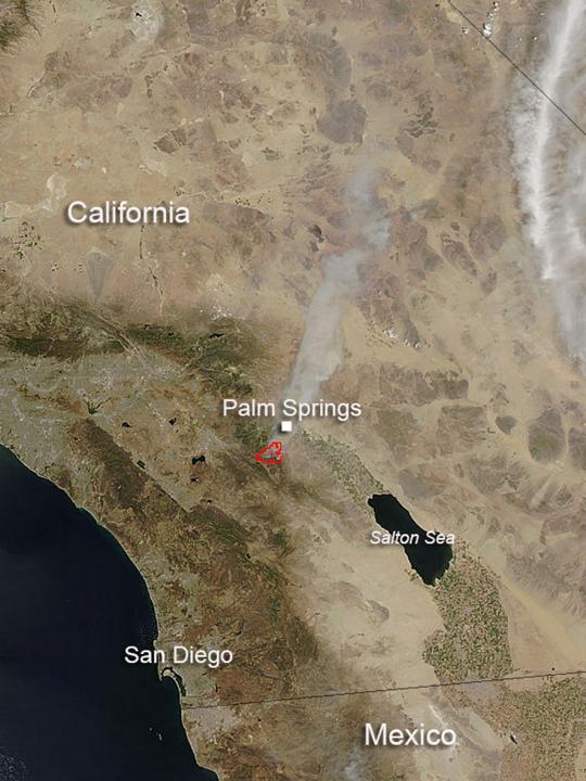 Imagen satélite del incendio de California (EE.UU.)