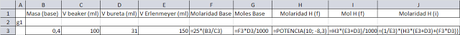 Manejo de datos en una titulación de ácido base: Contrayendo las tablas de Excel Manejo de datos en una titulación de ácido base: Contrayendo las tablas de Excel