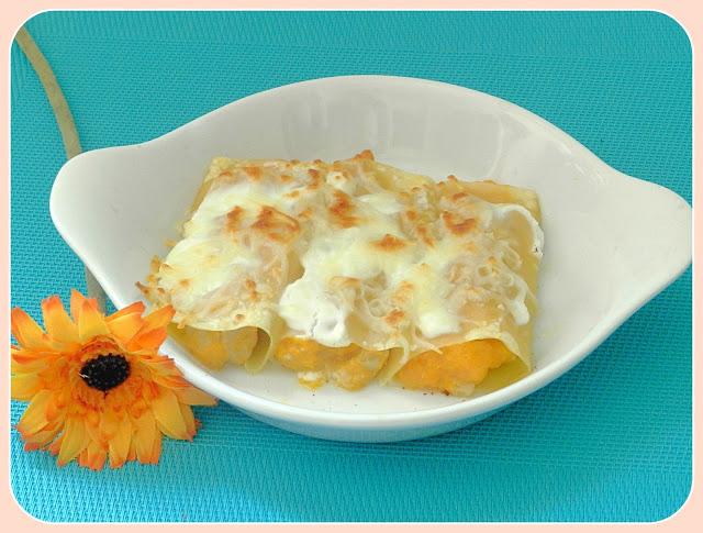 Canelones de pollo y calabaza