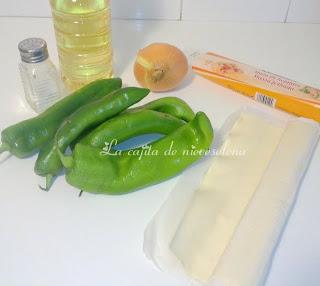 Espiral de hojaldre de pimientos verdes