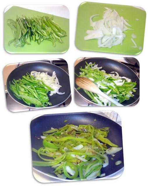 Espiral de hojaldre de pimientos verdes