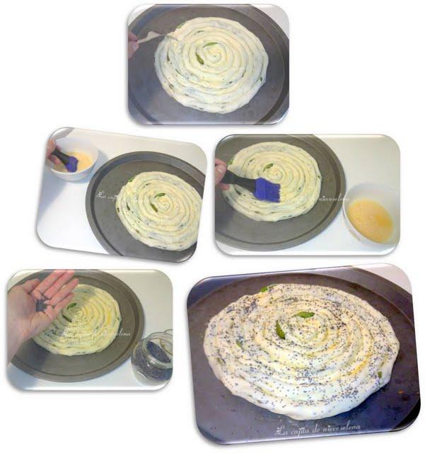 Espiral de hojaldre de pimientos verdes