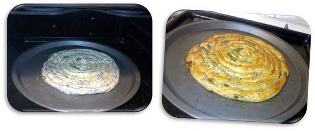 Espiral de hojaldre de pimientos verdes