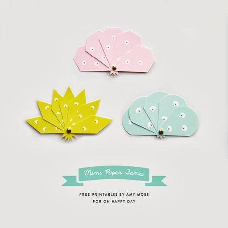 Tutorial e imprimible: mini abanicos de papel Tutorial e imprimible: mini abanicos de papel