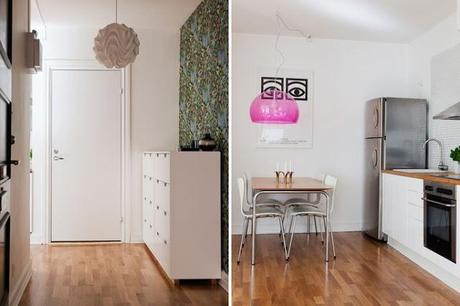 Lampara fucsia en la cocina