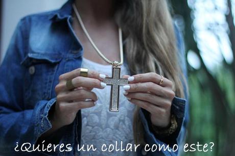 WHITE LACE SKIRT Sorteo blog de moda: collar cruz strass