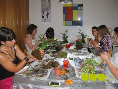 Taller de kokedama con algún contratiempo pero con final feliz