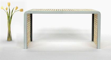 mesa extensible_01 Mesa extensible con sistema de persiana.