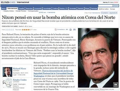 El presidente Nixon pensó en utilizar la  bomba atómica contra Corea del Norte