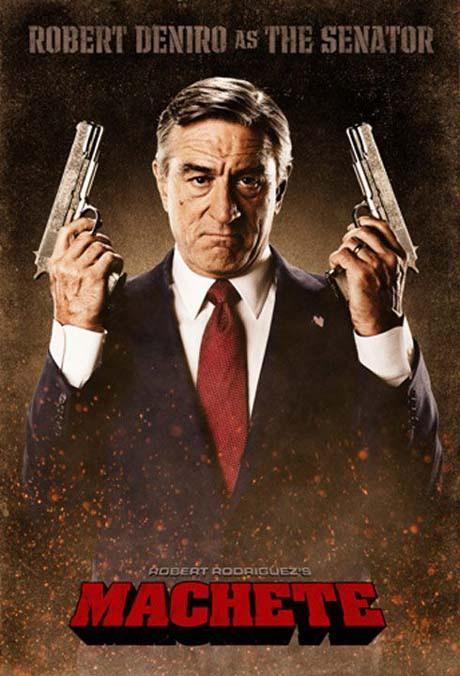 Carteles de “Machete”. Casi todos los protagonistas dando la cara. Carteles de “Machete”. Casi todos los protagonistas dando la cara.