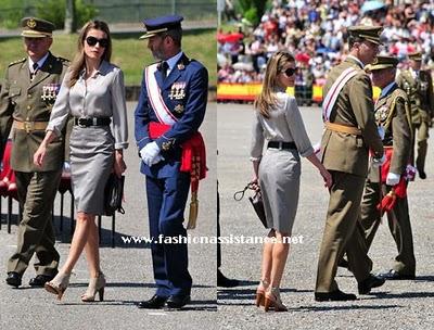 Los Príncipes de Asturias en la Academia Militar de Talarn. El look de Dña. Letizia