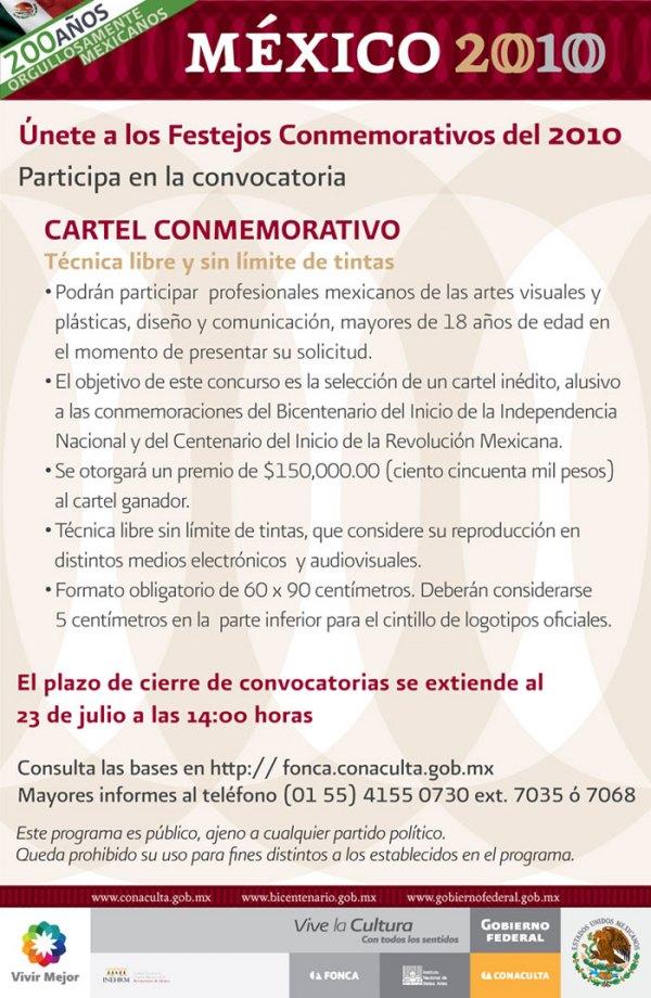 Convocatoria: Cartel Conmemorativo Bicentenario del Inicio de la Independencia Nacional y Centenario del Inicio de la Revolución Mexicana