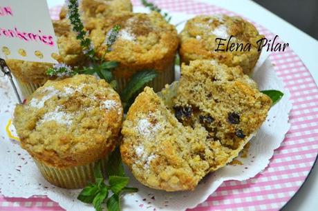 'Streusel Muffins' con Nueces y Cranberries 'Streusel Muffins' con Nueces y Cranberries