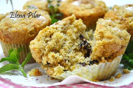 'Streusel Muffins' con Nueces y Cranberries 'Streusel Muffins' con Nueces y Cranberries