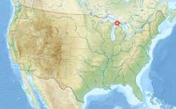mapa en relieve de Estados Unidos, Chapel Rock