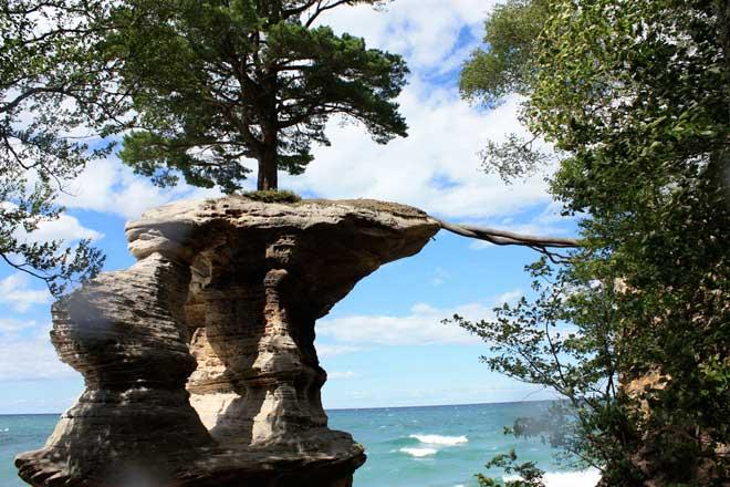 árbol de Chapel Rock, lago Michigan