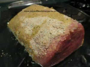 Redondo de ternera crujiente a la mostaza