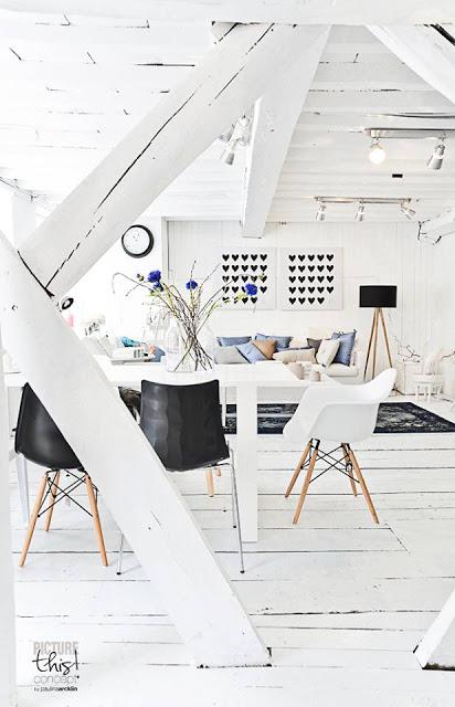 Como dar un color sutil a un salon Black & White