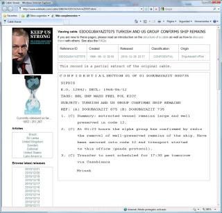 WIKILEAKS:ESTADOS UNIDOS Y TURQUIA OCULTARON EL DESCUBRIMIENTO DEL ARCA DE NOE.