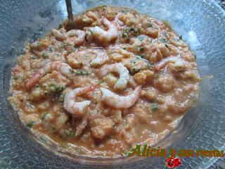 FLAN DE MERLUZA Y GAMBAS