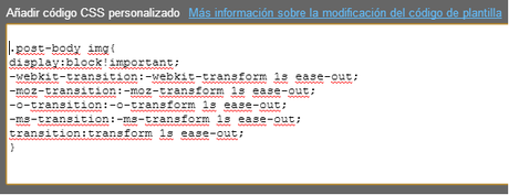 Codigo CSS para agrandar las imagenes al pasar el mouse