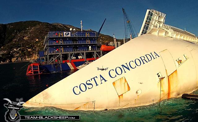 imagen del Costa Concordia por un drone