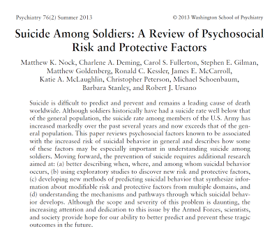 Suicidio entre soldados: Una revisión de Factores Psicosociales de Riesgo y Protección - Nock y col.
