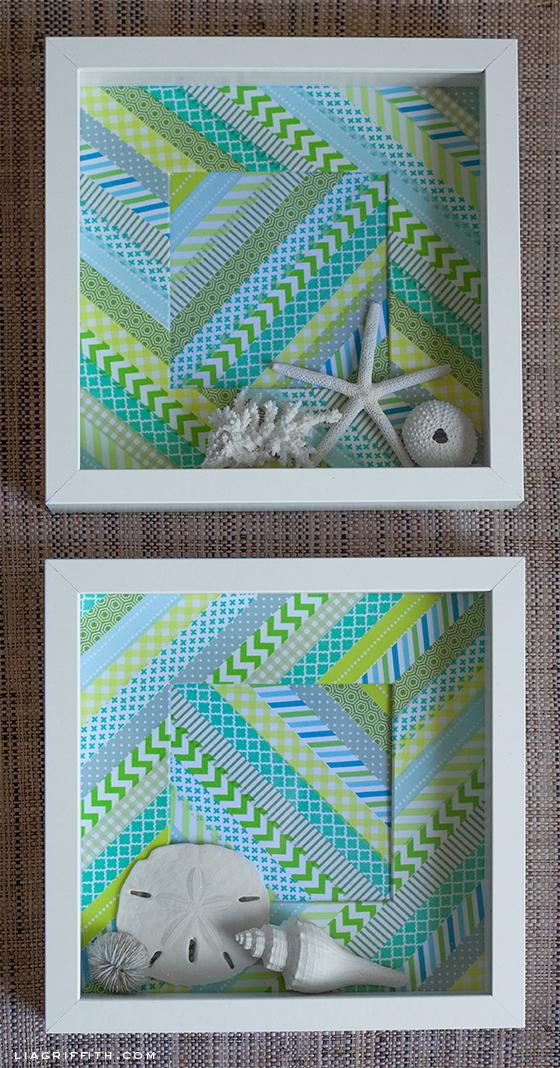 UN CUADRO CON WASHITAPE Y ESTRELLAS DE MAR